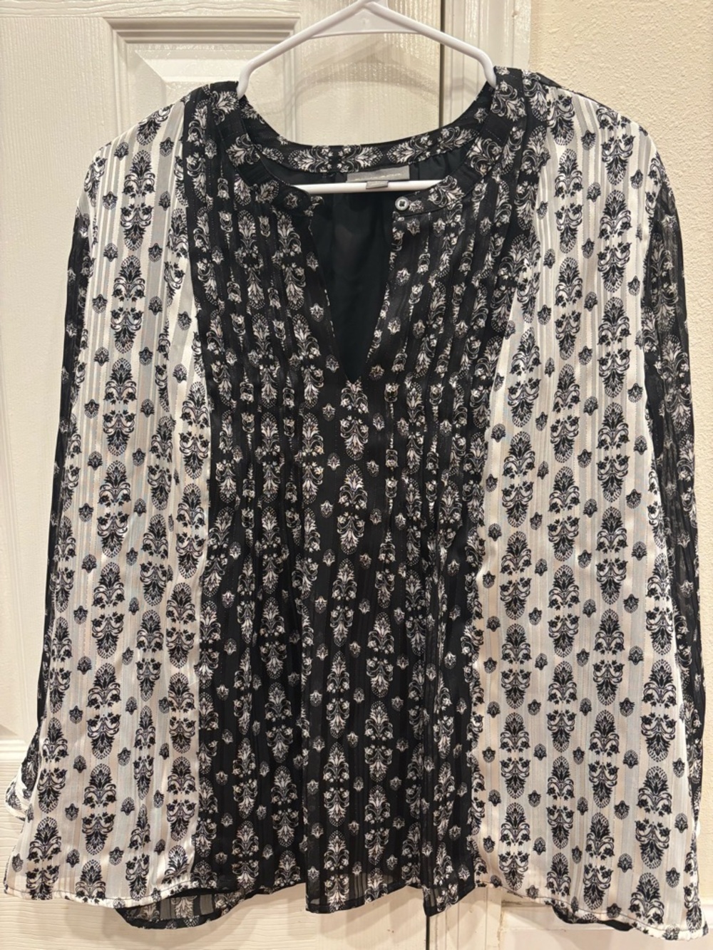 Style & Co. Black and White Printed Peasant Blouse Size XL NEW with tags